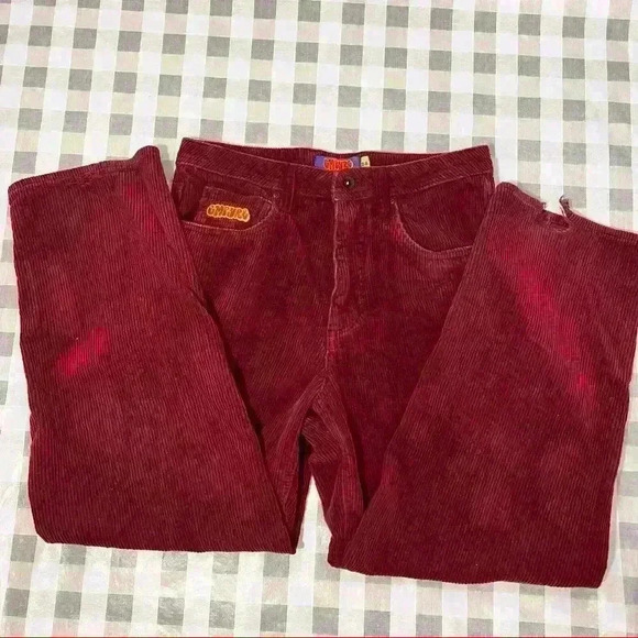 EMPYRE Relax Baggy Corduroy Pants 28 Burgundy Red Skateboard Y2K Inspire Hippie - Picture 11 of 11